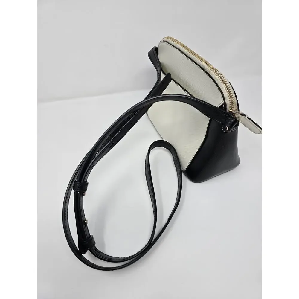Kate Spade New York Crossbody Purse Black White Leather‎ Shoulder Bag Medium
